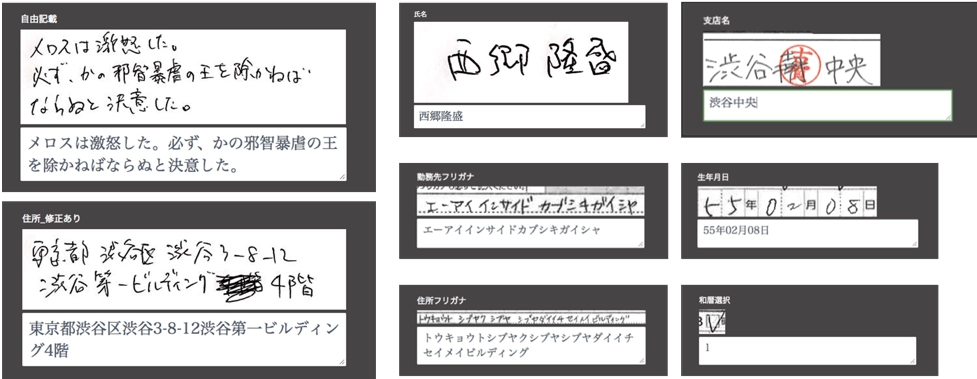 AI-OCR DX Suiteで手書き文書のデジタルデータ化をしたイメージ